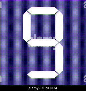 realistic digital LED screen with digital number nine 9 for pattern and background. Stock Vector