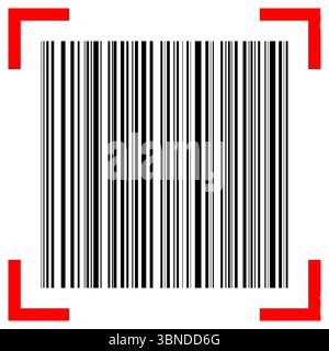 barcode with red scanner on white,vector illustration. Stock Vector