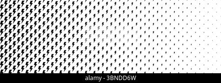 horizontal halftone of black thunderbolt design for pattern and background. Stock Vector