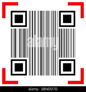 barcode and qr code with red scanner on white,vector illustration. Stock Vector