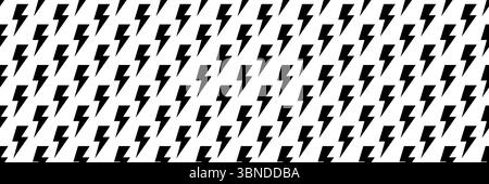 horizontal seamless black thunderbolt design for pattern and background. Stock Vector