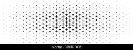 horizontal halftone of black propeller airplane spreading from center for pattern and background. Stock Vector