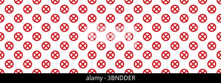 horizontal seamless of red crossed no entry sign design for pattern and background. Stock Vector