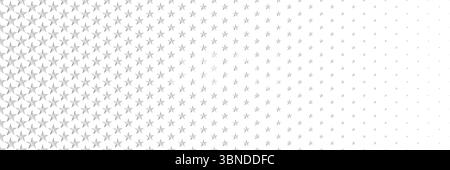 horizontal halftone of beautiful silver star on white for pattern and background. Stock Vector