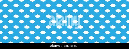 horizontal seamless of white clouds on blue for pattern and background. Stock Vector
