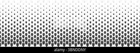 horizontal black halftone of map and location pointer icon design for pattern and background. Stock Vector