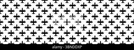 horizontal seamless black propeller airplane design for pattern and background. Stock Vector