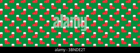 horizontal seamless red and white christmas socks design for pattern and background. Stock Vector