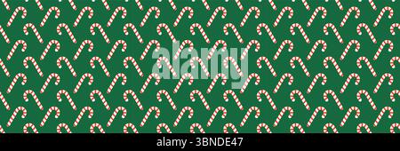 horizontal red and white candy cane on green for pattern and background. Stock Vector
