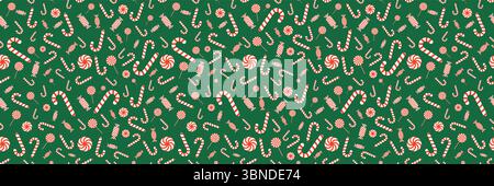 horizontal seamless colorful candy of christmas for pattern and background. Stock Vector