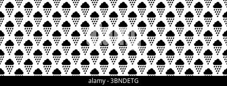 horizontal seamless of black dark cloud and pouring rain for pattern and background. Stock Vector