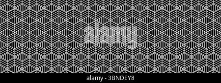 horizontal seamless black and white blended hexagon design for pattern and background. Stock Vector