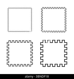 Square frame icons. Pixel border variants. Geometric outline Vector. Minimal grid shapes. Stock Vector