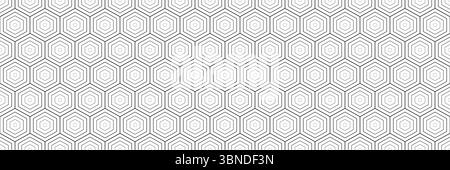 horizontal seamless black blended outline hexagon design for pattern and background. Stock Vector