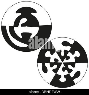Yin yang icon. Interlocking puzzle ring. Geometric vector illustration. Stock Vector