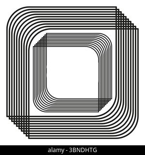 Layered square icon. Concentric frame pattern. Geometric lines Vector. Modern minimal contour. Stock Vector