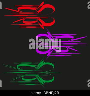 Neon arrow icon. Glowing color trails. Futuristic guidance Vector. Black contrast backdrop. Stock Vector