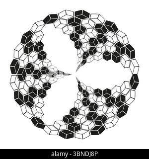 Abstract circular pattern. Geometric floral design. Interconnected fractal shapes. Vector illustration. Stock Vector