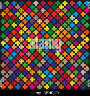 Color cross icon. Vibrant mosaic grid. Rainbow Vector array. Multicolor tile field. Stock Vector