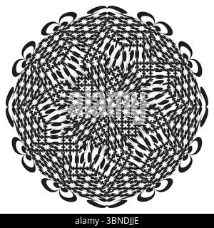 Intricate rosette icon. Dense lace mandala. Bold monochrome Vector. Twisted ribbon symmetry. Stock Vector
