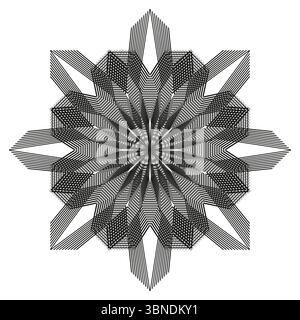 Layered star icon. Floral rosette pattern. Radial bloom Vector. Symmetric petal mandala. Stock Vector