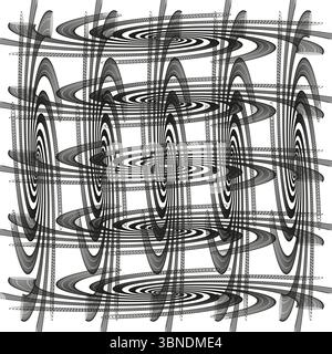 Distorted grid icon. Woven line pattern. Optical weave Vector. Monochrome abstract mesh. Stock Vector