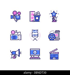 Cinema movie hall icons set, cartoon style Stock Vector Image & Art - Alamy