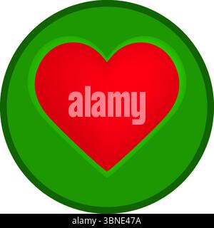 Red Heart in Green Circle Icon - Love and Favorite Vector Stock Vector