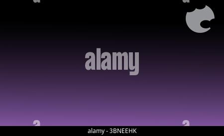 Purple to black vertical gradient with bitten moon shape in top right corner creating eerie Halloween night atmosphere Stock Vector