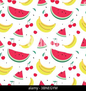 Seamless pattern with watermelons and bananas Stock Vector