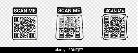 "QR Code Scanning Icons - Smartphone, Scan Me Text, and QR Code Designs" Stock Vector