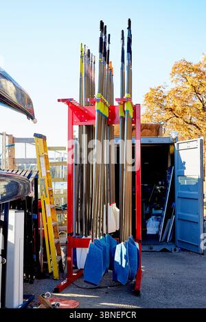 A rack of rowing oars Stock Photo - Alamy