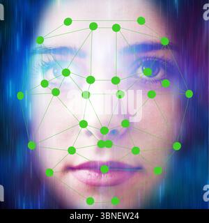 face recognition software and technology concept Stock Photo