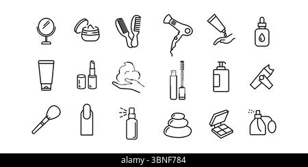 Salon related premium icon set. Vector elements with editable stroke. Isolated on a white background Stock Vector