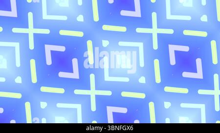 Playful Blue and Yellow Geometric Cross Pattern - Seamless Abstract Background for Children’s Products, Tech Ads, and UI Design Stock Photo