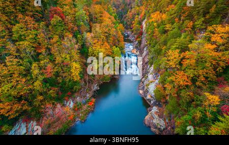 Tallulah Falls, Georgia, USA overlooking Tallulah Gorge in the autumn season. Stock Photo