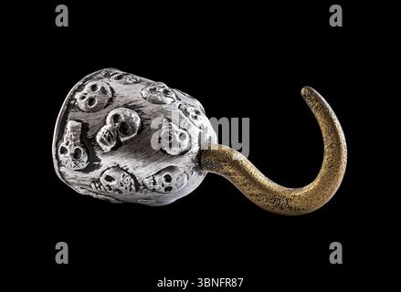 Pirate hook arm isolated on black background with clipping path Stock Photo