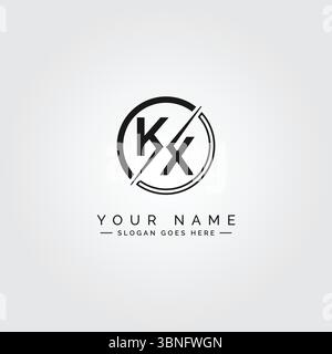 KX Vector Logo Template - Simple Icon for Initial Letter K and X Monogram Stock Vector