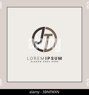Abstract Letter JT Logo - Initial Monogram Template for Alphabet J and T Stock Vector