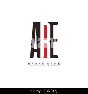 Initial Letter ARE Logo - Minimal Business Logo for Alphabet A, R and E Stock Vector
