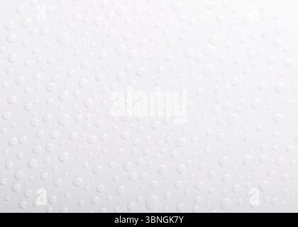 Close up water drops on white background. Top view. Stock Photo