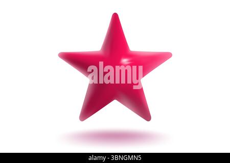 Vector icon of realistic red star. Achievements for games or customer rating feedback of website. Vector illustration of star in realistic 3d style. Stock Vector