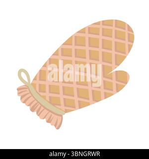 Oven mitt hand drawn cartoon doodle beige illustration. Cute vector design for kitchen theme or recipe book food blog. Web graphic culinary sticker Stock Vector
