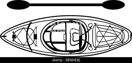 Kayak boat single sit-in in doodle technique vector illustration Stock Vector