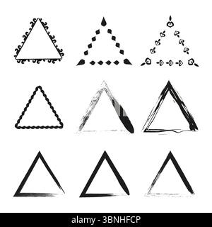 Geometric triangle outlines. Various shape forms. Vector line elements. Minimalist design components. Stock Vector