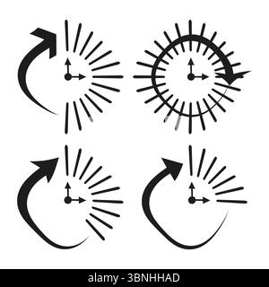 Cycle arrow icons. Clock burst mix. Bright contrast Vector. Time motion symbols. Stock Vector