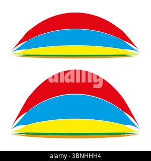 Abstract arch shapes. Colorful geometric elements. Curved modern design. Vector illustration. Stock Vector