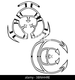 Segmented ring symbol. Rotary arc design. Geometric circle Vector. Rotating motion emblem. Stock Vector
