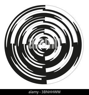 Circular maze symbol. Abstract labyrinthine design. Geometric vector icon. Stock Vector