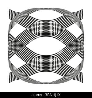 Elliptic loop icon. Double band pattern. Interwoven ring Vector. Symmetric orbital frame. Stock Vector